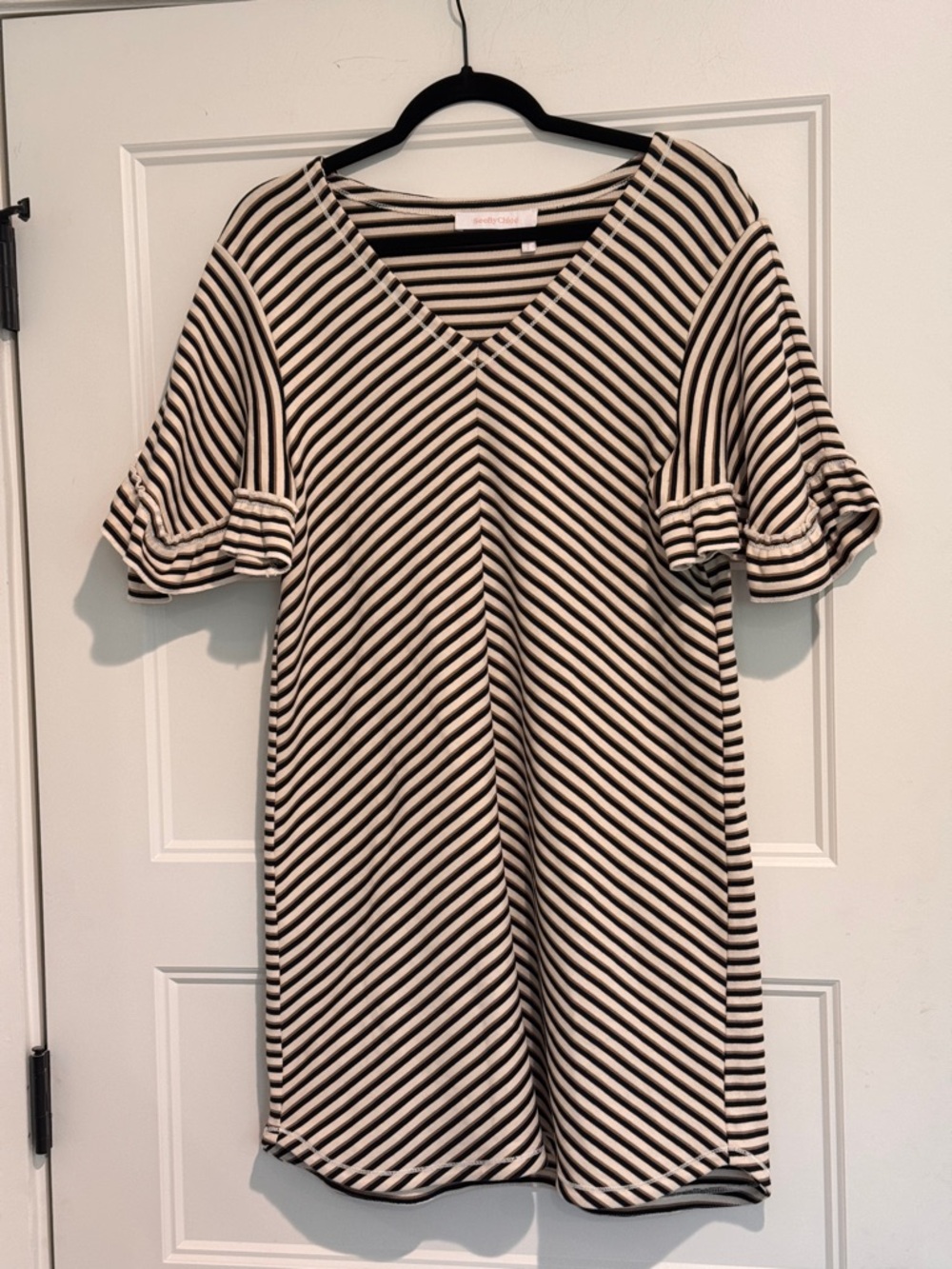See By Chloe Ruffle Striped Dress Large Women EUC